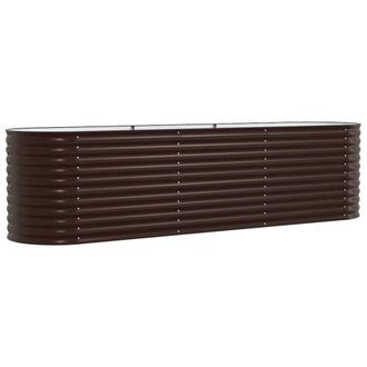 Berkfield Home Garden Raised Bed Brown 320x80x81 cm Galvanized Steel | Size: 320 x 80 x 81 cm