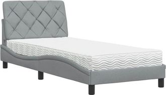 vidaXL Cama Con Colch&oacute;n Tela Gris Claro 90x190 Cm Vidaxl