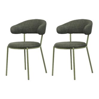 Mobili Rebecca Mobili Rebecca - Sillas Rebecca Mobili Zeita 80,5x47,5x57,5 Tela De Poli&eacute;ster Acero Verde Moderno Conjunto 2 Piezas