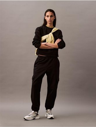 Calvin Klein Jeans Calvin Klein Womens Archive Logo Fleece Cargo Joggers - Black - XS