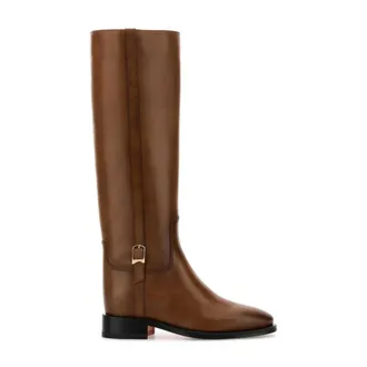 Santoni High Boots, female, Brown, Size: 11 US Mandy Buckle-Detail Knee-High Boots
