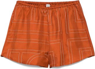 Toteme Shorts in seta con monogramma - Marrone
