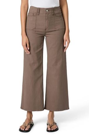 Paige Anessa High Waist Ankle Wide Leg Jeans in Vintage Mushroom Taupe at Nordstrom, Size 27
