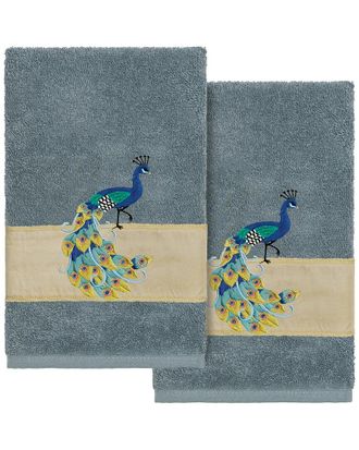 Linum Home Textiles 100% Turkish Cotton Penelope 2Pc Embellished Hand Towel Set