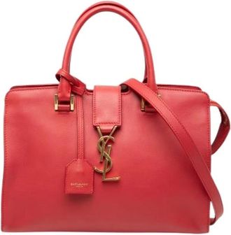 Saint Laurent Pre-owned Handbags, female, Red, Size: ONE SIZE Pre-owned Downtown Cabas