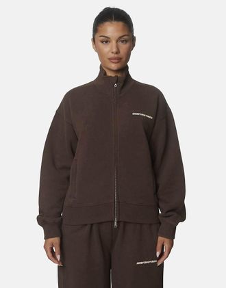 Good For Nothing felpa con zip e collo alto in cotone slavato marrone