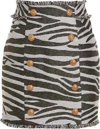 Balmain Multicolor Animal Print Mini Skirt