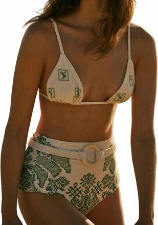 Johanna Ortiz Andean Cumbi Bikini Bottom In Ecru/green