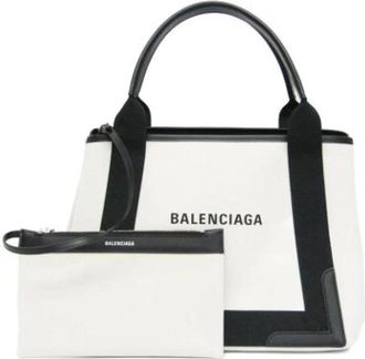 Balenciaga Pre-owned Tote Bags, female, White, Size: ONE SIZE Pre-owned Navy Cabas S
