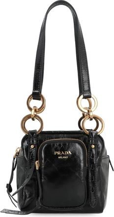 Prada Tassen, Dames, Zwart, ONE Size, Leer, Dangle Mini Leren Tas met Handvat