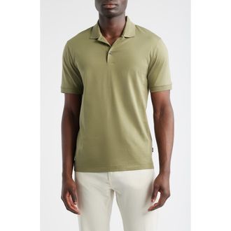 BOSS Phillipson Mercerized Cotton Polo in Medium Green at Nordstrom, Size Large