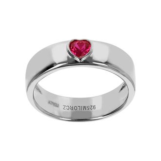 Autentica Red Gemstone Heart Band Ring