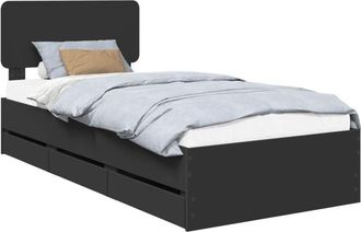 vidaXL Estructura De Cama Negro 90 X 190 Cm Madera Ingenieril Vidaxl