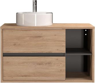 VENTE-UNIQUE.COM Mueble de ba&ntilde;o simple madera color natural claro