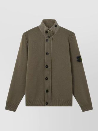 Stone Island ribbed wool zip cardigan