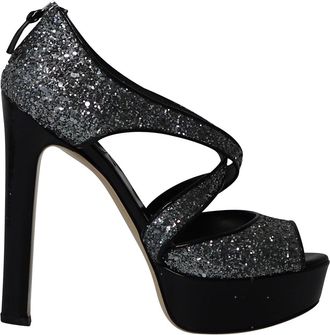 Miu Miu Platform Heels in Silver Glitter