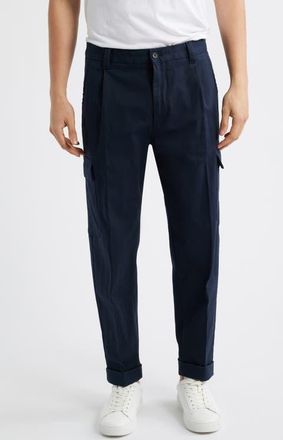 BOSS Perin Pleated Tapered Leg Cargo Pants in Dark Blue at Nordstrom, Size 32 X R