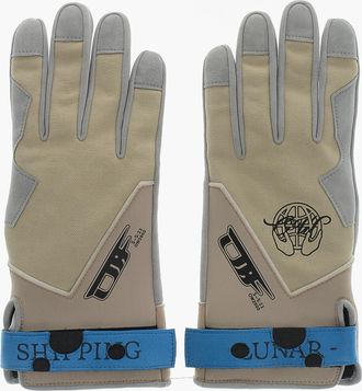 Off-white Guanti LUNAR In Pelle con Dettaglio Strappo Off-White
