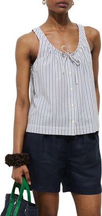 Alex Mill Sidney Stripe Sleeveless Linen Button-Up Top in Blue Multi Stripe at Nordstrom, Size X-Large
