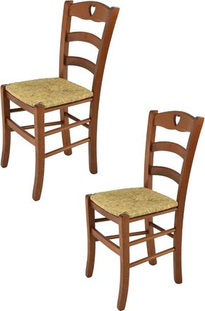 Tommychairs Tommychairs 2 Sillas Cuore En Haya Nuez Claro Y Asiento De Paja