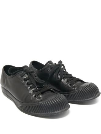Prada leather lace-up sneakers - men - Rubber/Leather/Leather - 42.5 - Black