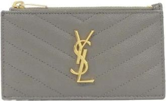 Saint Laurent Pre-owned leren portemonnee - Dames - Vintage Accessoires - Grijs - ONE Size - Leer - Vintage