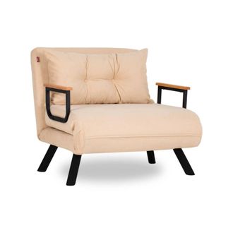 Dmora Butaca Keoni, Asiento Reclinable, Con Brazos, Soporta Hasta 100 Kg, 60x78x78h Cm Blanco Crema