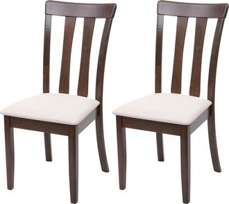 Hhg Hhg - Nunca Usado] Juego De 2 Sillas De Comedor 525, Silla De Cocina Silla, Tela/textil Madera Maciza, Estructura Oscura, Beige
