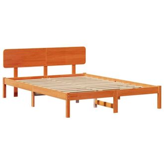 Berkfield Home Bed Frame with Headboard Wax Brown 200x200 cm Solid Pine Wood
