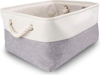 OEM Caja De Almacenamiento Grande De Tela, Cesta Rectangular Para Vestidor Con Asa Para Juguetes, Armario (plegable, Gris Y Blanco)
