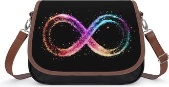 Generic Infinity Symbol Autism Awareness Glitter Crossbody Bag Womens Handbag PU Message Bags Shoulder Purse with Adjustable Strap