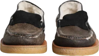 Dolce & Gabbana Brown White Calfskin Leather Loafers Mens Shoes