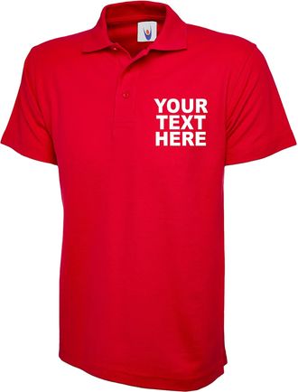 Generic Personalised Embroidered Uneek UC101 Polo Shirt, Customised Boys Girls Adults Novelty Workwear Uniform Staff Gift Tee Top (RED, XL, x_l)