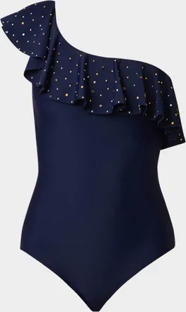 Shoshanna Embellished One-Shoulder One-Piece Swimsuit