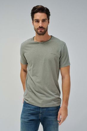 Salsa T-Shirt SALSA Salsa Jeans T-Shirt T-Shirt V Neck Raw Edge Slim Fit, Herren, Gr. S, gr&uuml;n (khaki), Obermaterial: 100% Baumwolle CO., Shirts T-Shirt