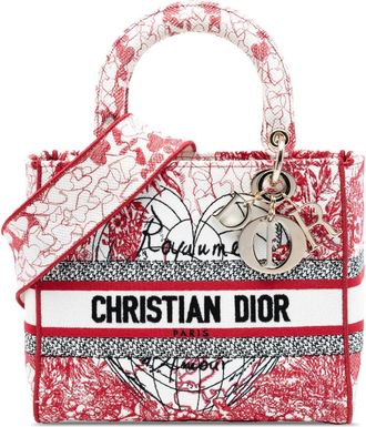 Dior Borsa a tracolla Lady D Lite DiorAmour media in tela ricamata 2021 - Rosso