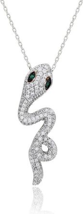 Suzy Levian Pav&eacute; Cubic Zirconia Wild Snake Pendant Necklace in Silver/Cubic Zirconia at Nordstrom Rack, Size 18