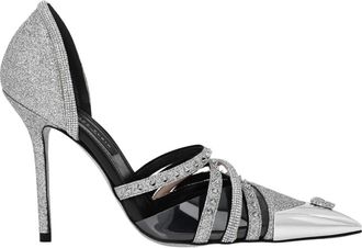 Philipp Plein Schoenen, Dames, Grijs, 36 EU, Katoen, Glitter & Suede Decollete Pumps