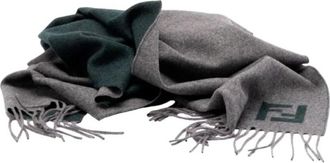 Fendi Wol en kasjmier sjaal - Heren - Wintersjaals - Grijs - ONE Size - Wol - Accessoires
