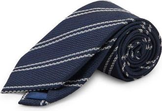 Mango Microstructure Stripe Tie in Navy at Nordstrom