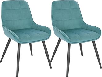 Woltu 2x Sillas De Comedor Silla Ergon&oacute;mica Con Respaldo Silla De Terciopelo En Estructura Metal Sillas Para Dormitorio Sal&oacute;n Comedor Y Cocina Turquesa - Wo