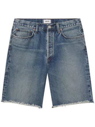 A Gold E Denim Shorts with Five-Pocket Design and Frayed Hem