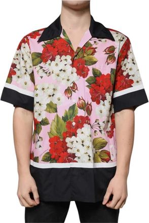 Dolce & Gabbana Button Down Shirt - Heren - Korte mouwen Overhemden - Veelkleurig - M - Katoen - Overhemden