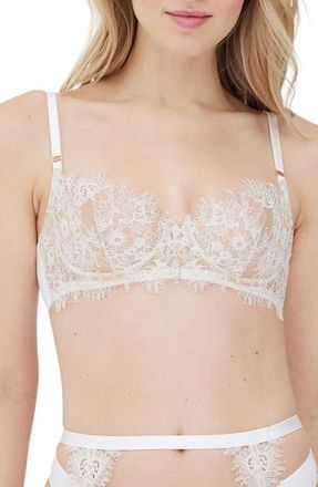 Skarlett Blue Entice Lace Balconette Underwire Bra in White/nylon at Nordstrom, Size 38Ddd
