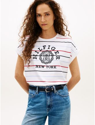 Tommy Hilfiger Womens Hilfiger Anchor Logo Dolman T-Shirt - White - XXL