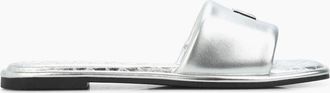 DKNY Womens Bunnie Flat Sliders - Silver - Size: 4.5