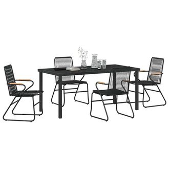 Berkfield Home Modern 5 Piece Garden Dining Set Black PVC Rattan