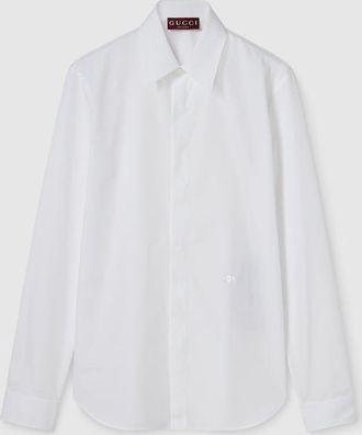 Gucci Piece Dyed Poplin Shirt, Size 15++, White, Ready-to-wear