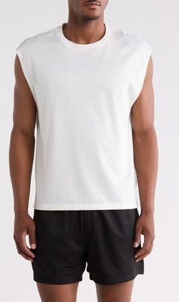 Zella Mesh Muscle Tank in White Hot at Nordstrom Rack, Size Xx-Large