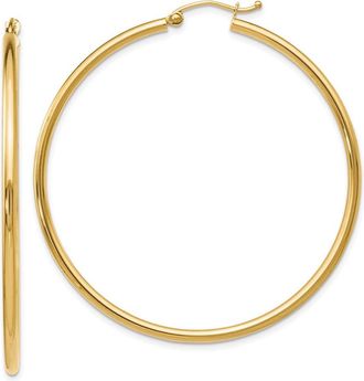 Diamond2Deal 10K Yellow Gold Round Hinged Hoop Earrings